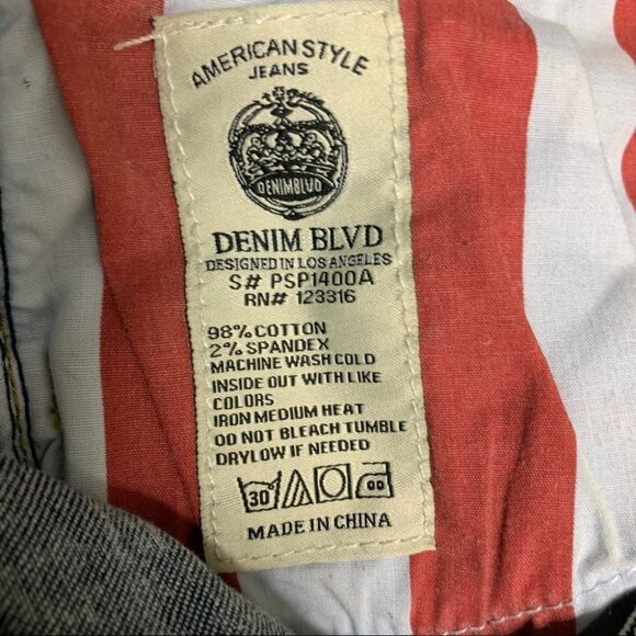 Denim Blvd High-Waisted Denim Shorts Medium 28W 12” High Rise USA Flag  4th July - Picture 6 of 10